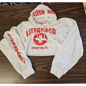 Lifeguard Brand Cropped Long Sleeve Sweatshirt Hoodie Large